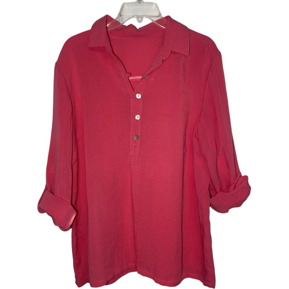 Fridaze‎ - Linen Redefined Pullover Linen Top with Square Buttons